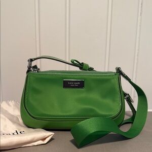 Kate Spade Green Crossbody Sam Bag with Silver Hardware
